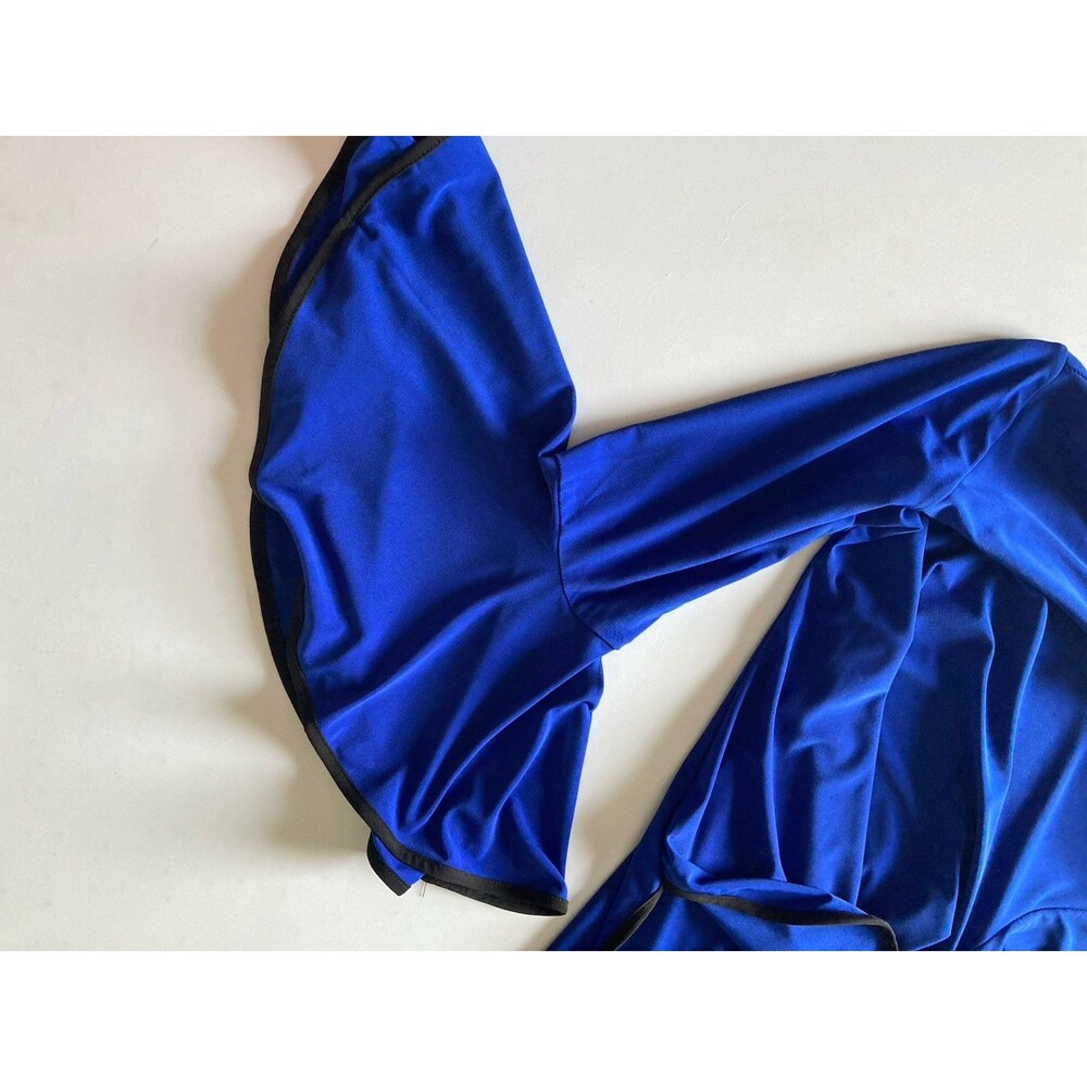 Coco Bianco Top Small Sapphire Blue Flared Sleeves Excellent Condition Stretch - Picture 7 of 16
